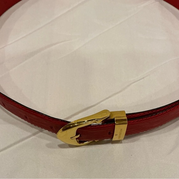 AUTHENTIC LOUIS VUITTON RED EPI LEATHER BUCKLE BELT 85/34 COA - Picture 2 of 9